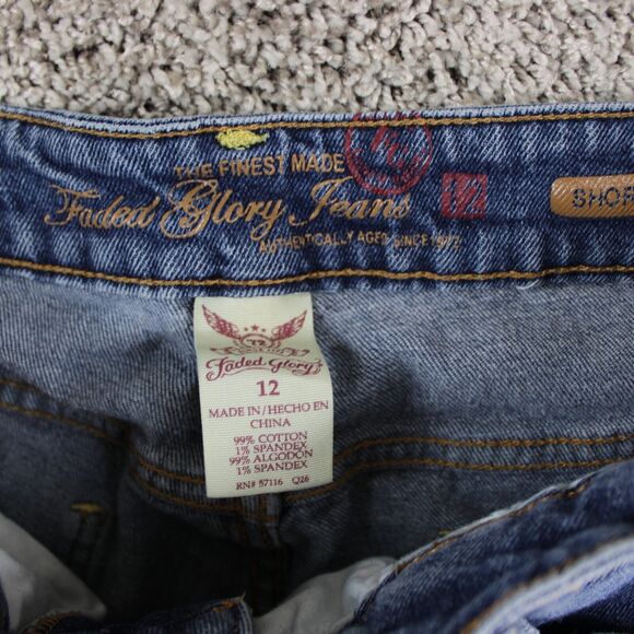 Faded Glory Denim Shorts Womens 12 Blue Cuffed Casual Fit - Picture 3 of 8